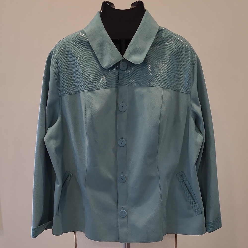 Guillaume Reversible Faux Suede Aqua Blue Jacket 2X